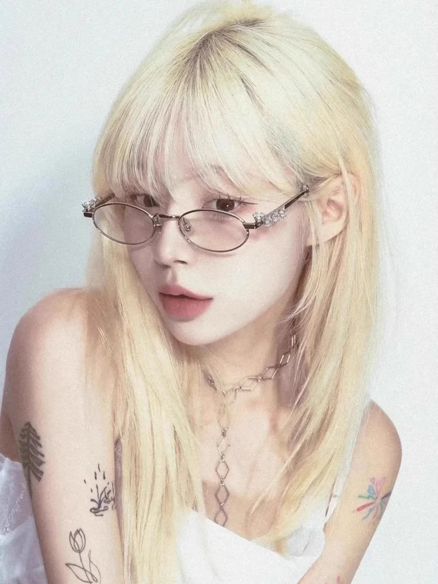 Fashion Small Square Glasses Frame for Women Metal Blue Light Blocking Glasses Japanese Men Retro Trendy Reading Y2K Eyeglasses