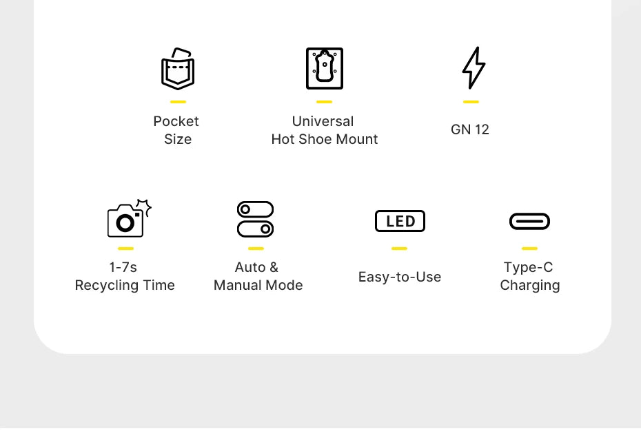 Ulanzi F12 Mini Camera Flash Speedlite GN12 6500K Standard Hot Shoe Mount for Sony Canon Nikon Panasonic Olympus DSLR Camera