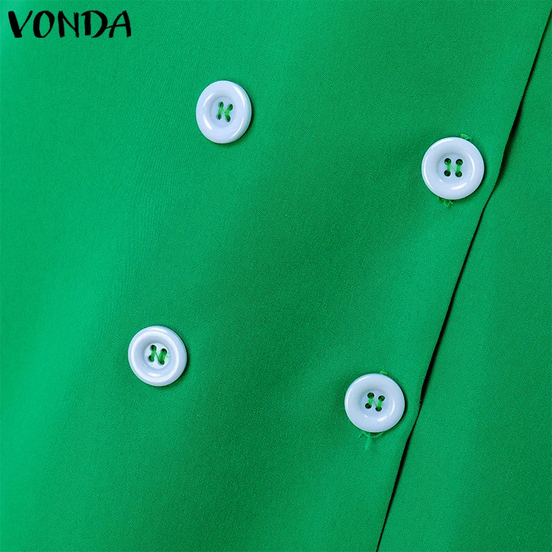 VONDA Women Elegant Skirts 2025 Casual Waistband Button Design Slit Long Overskirts Solid Color Office Lady Bottoms Oversized