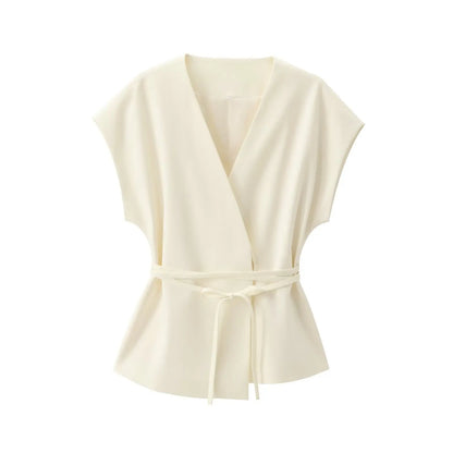 Women’s V-Neck Sleeveless Trouser Set – Summer Chic