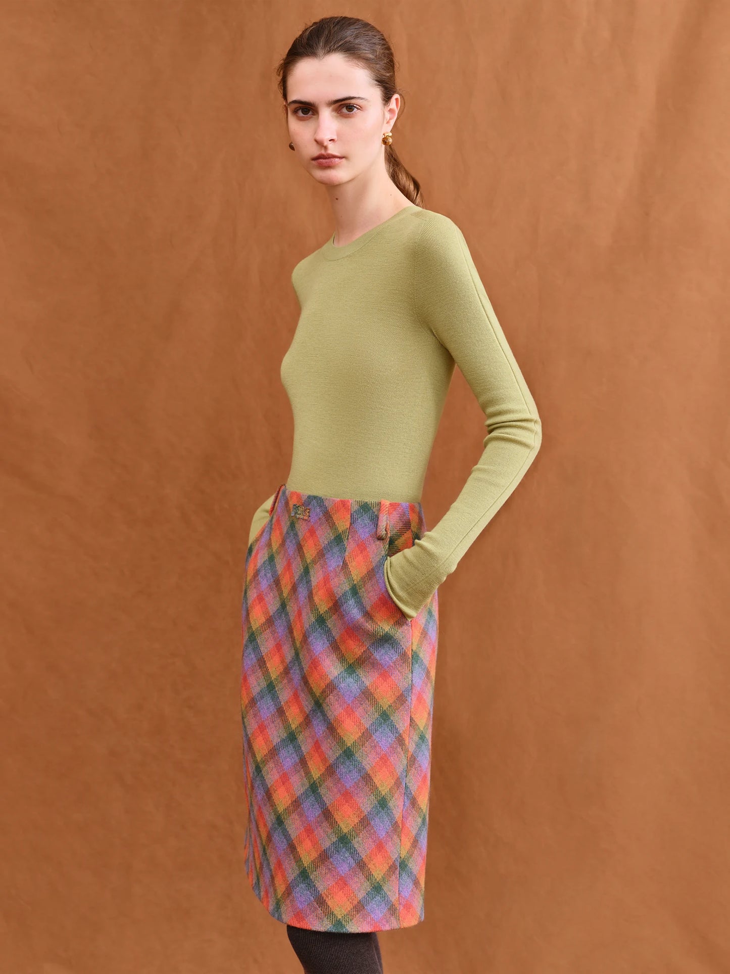 FSLE【Premium Series】German Biella Wool Autumn Super Fine Washable Seamless One-Piece Mock Neck Thermal Base Layer Shirt Women