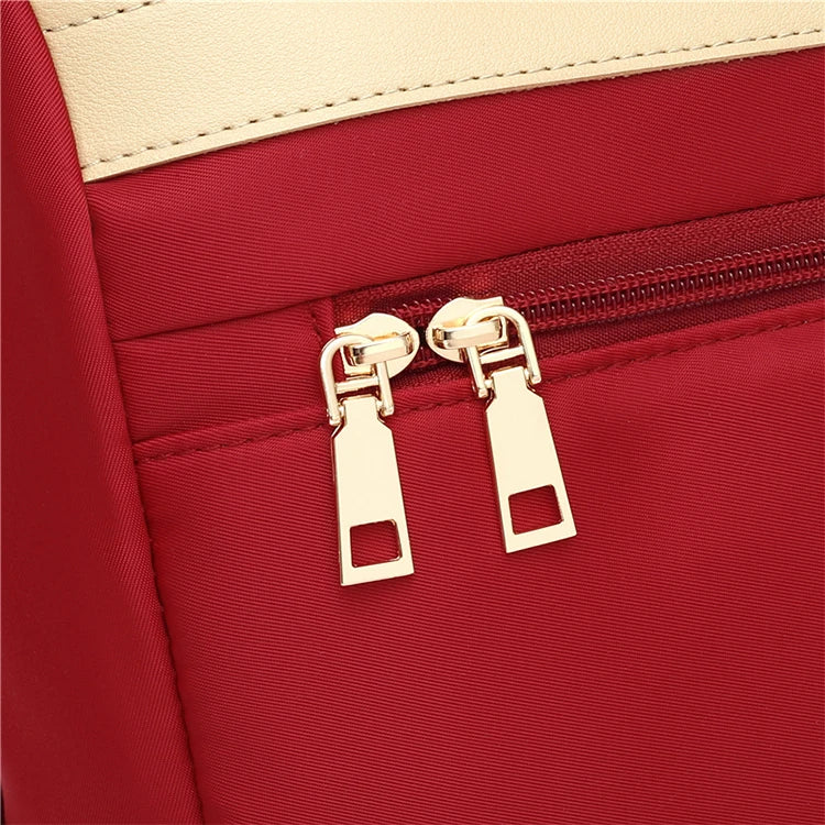 Fashionable women's backpack, adjustable shoulder straps, multiple back styles, zipper closure, polyester lining, suitable for v