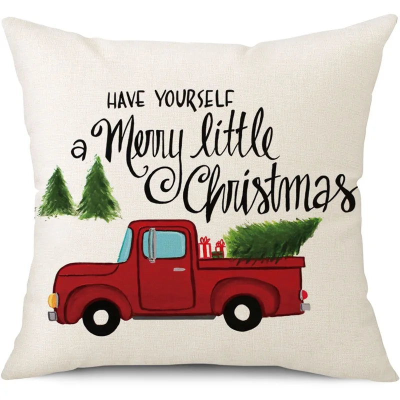 45cm Merry Christmas Cushion Cover Pillowcase 2024 Christmas Decorations for Home Ornament Happy New Year Christmas Decor 2025