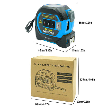 Laser Tape Measure 3 In 1 Digital Tape Measure High Precision Laser Rangefinder Steel Tape Measure High Elasticity
