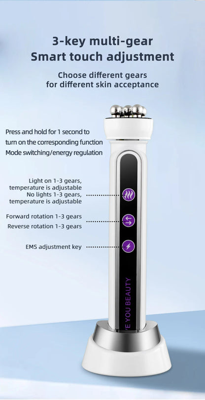 3in1 RF Heating EMS Facial 360° Roller Massager for FIne Lines Lifting Skin Rejuvenation Skin Firm Microcurrent Beauty Machine