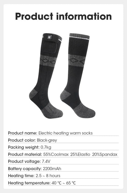 SNOW DEER Rechargeable Electric Skiing Heated Socks Winter Warm Thermal Cycling Sock Stocking Men Women For Motorcycle Cycling