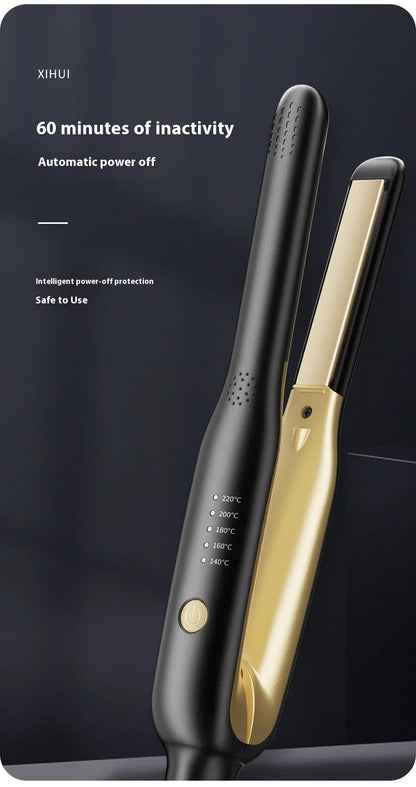 2-in-1 Mini Hair Straightener & Curler - Ceramic Fast Heating 140-220°C - Portable Flat Iron for Short Hair Travel Styling