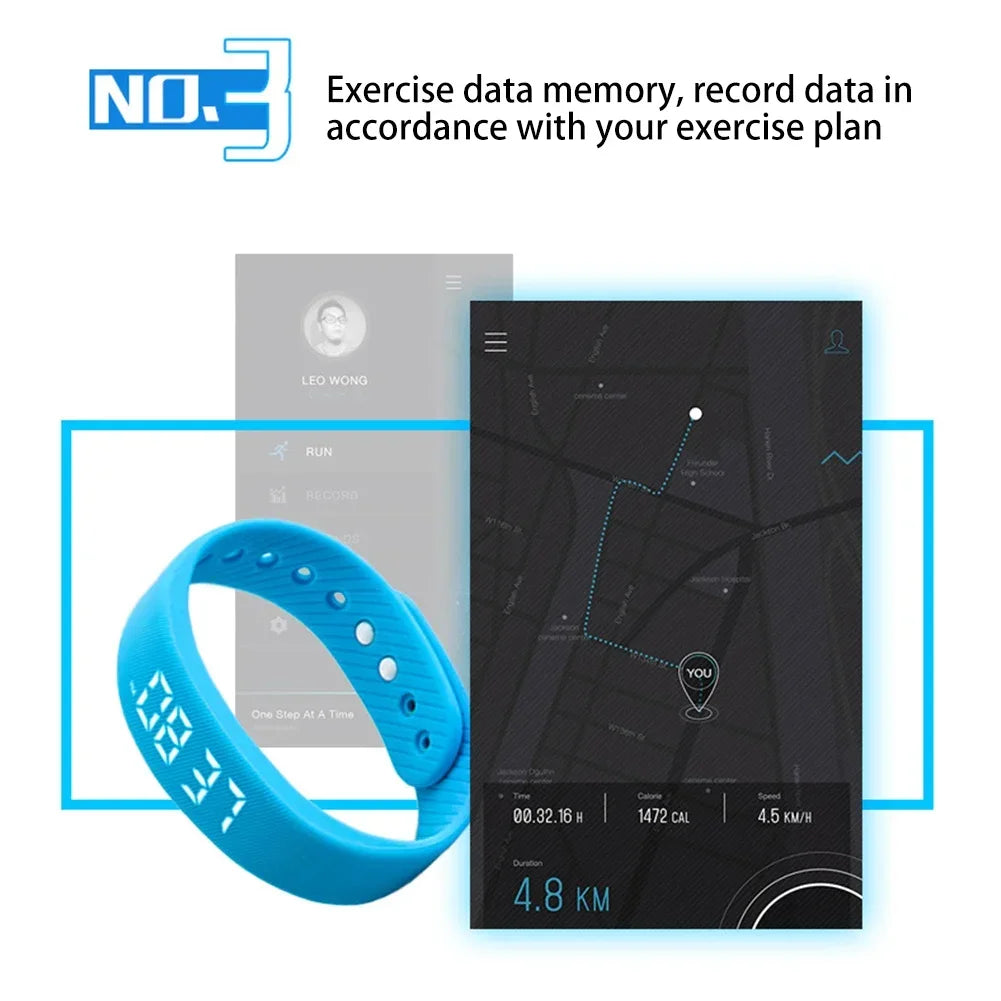 LED Digital Smart Bracelet Waterproof Smart Clock Smartband Vibration Alarm Reminder with Running Pedometer Monitor Smart Band
