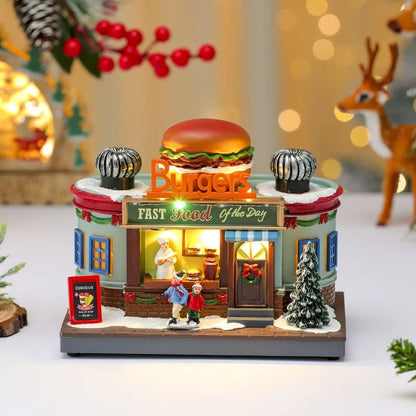 Christmas New Year Gift Rotating Glowing Octave Box Xmas Creative Kitchen Ornament Decoration Christmas Children Music Box Gift