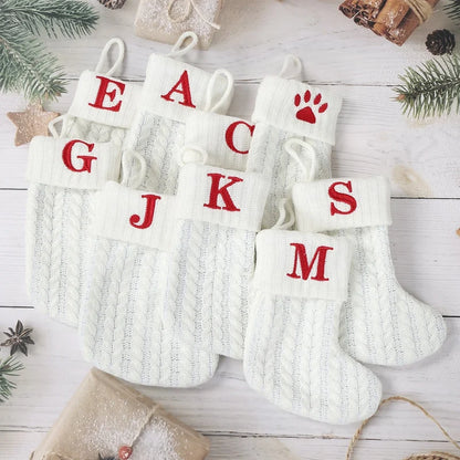 Christmas Socks Knitting Snowflake Letter Stocking Christmas Decoration For Home 2025 Xmas Tree Ornament Gift Navidad Natal 2026