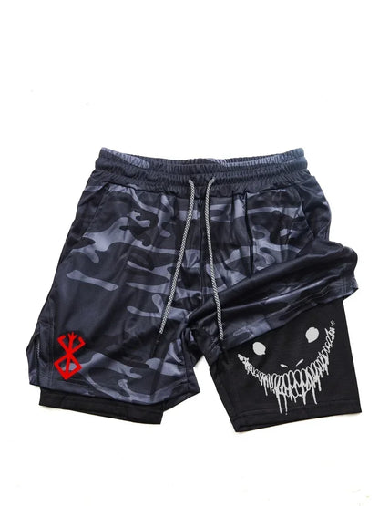 Berserk- Men's 2-in-1 sports shorts running quick drying shorts gym and fitness training double layered Training shorts
