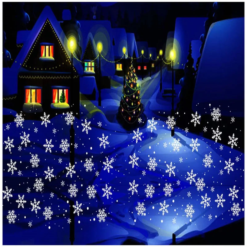 2025 Upgraded LED Snowflake Projector Light 2-in-1 Outdoor Waterproof Christmas Halloween Decor with Snowfall Pattern Party Lamp