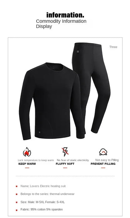 30 Zones Heating Heated Underwear Women Men Motorcycle Jacket USB Electric Heating Underwear Fleece