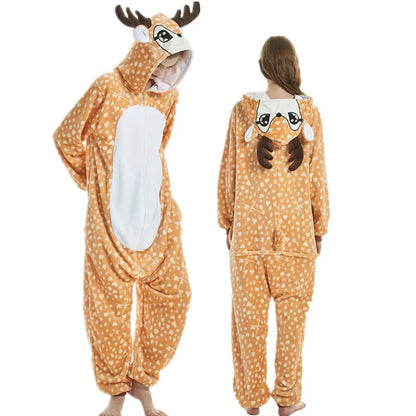Animal Onesies Lion Tiger Leopard Wolf Fox Zebra Hippo Koala Bat Donkey Rabbit Chinchilla Frog Bee Penguin Dog Kigurumi Adult