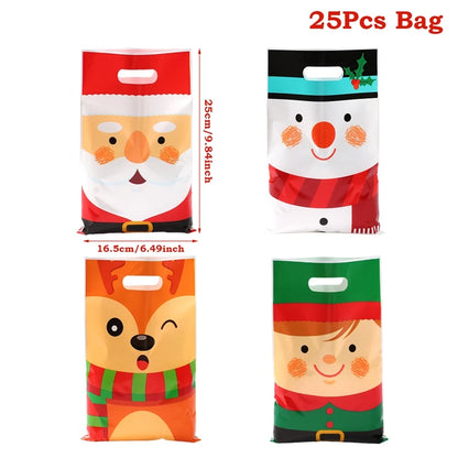 10/25/50pcs Christmas Cute Gift Bags Christmas Party Decoration 2025 Xmas Santa Claus Handbags Navidad Natal New Year Gift 2026