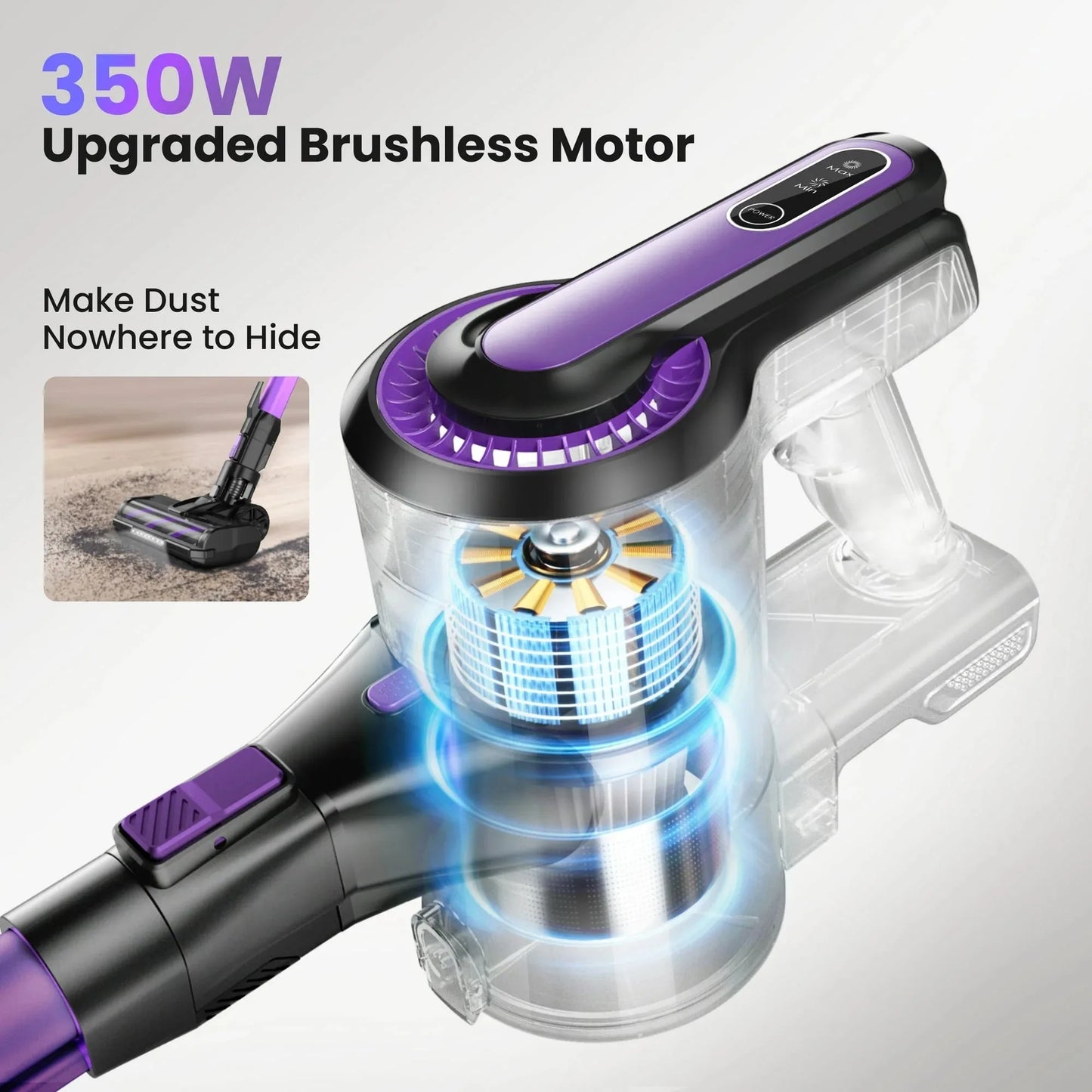 Poweart V870 Cordless Vacuum Cleaner 30KPa 8-in-1 Stick Vacuum up to 45min Runtime for Hardwood Floor Pet Hair Home Car Cleaning