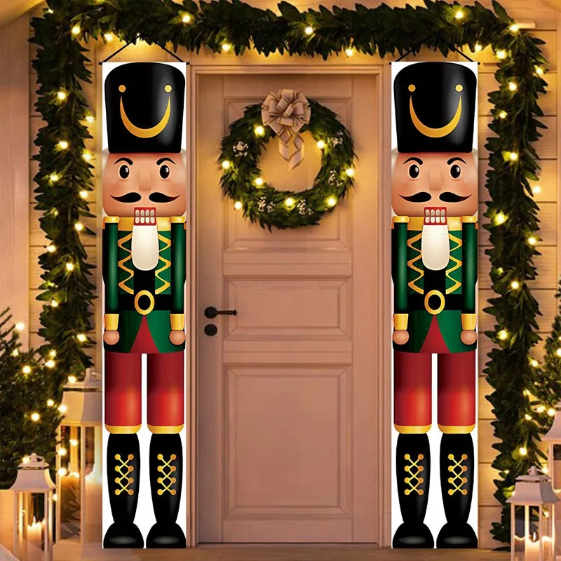Merry Christmas Door Banner Decoration 2025 Christmas Decor for Home Xmas Hanging Ornaments Navidad Noel Gifts New Year 2026