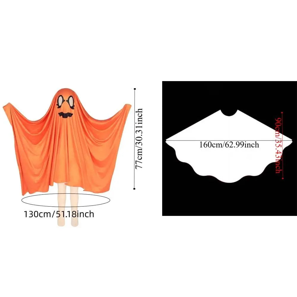 White Halloween Cloak Cape Fright Clothes Trick-or-Treat Spooky Pumpkin Cloak Smock Style with Hat Ghost Cosplay Costume Men