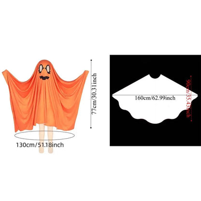 White Halloween Cloak Cape Fright Clothes Trick-or-Treat Spooky Pumpkin Cloak Smock Style with Hat Ghost Cosplay Costume Men