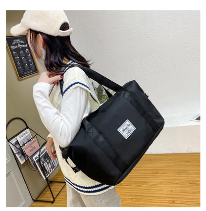Waterproof Travel Duffel Bag – Large Capacity Nylon Gym Tote for Women**
