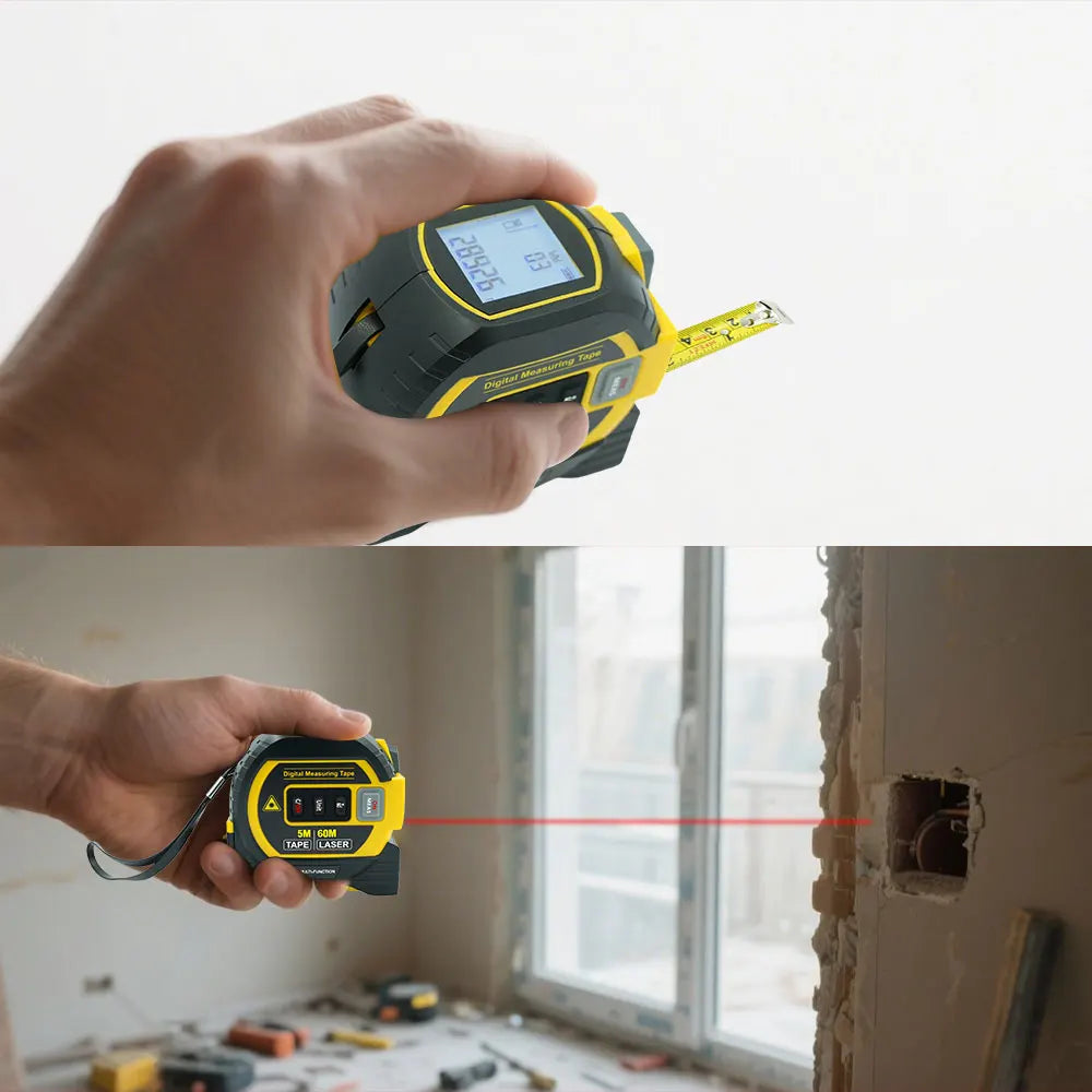Laser Tape Measure 3 In 1 Digital Tape Measure High Precision Laser Rangefinder Steel Tape Measure High Elasticity