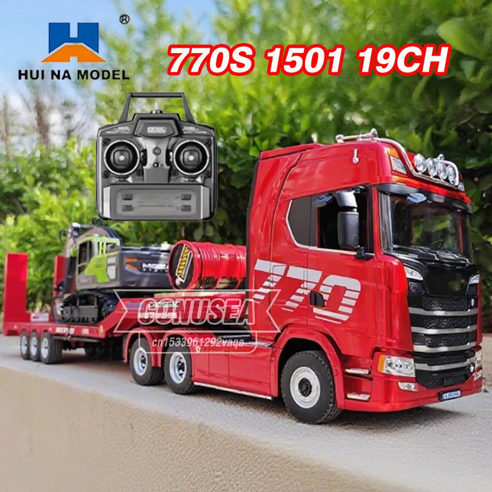 HUINA 770S Rc Truck Trailer Tractor 1/18 1501 Remote Control Car 19 Ch Electric Machine Engineering Cars Radio Controlled Toys