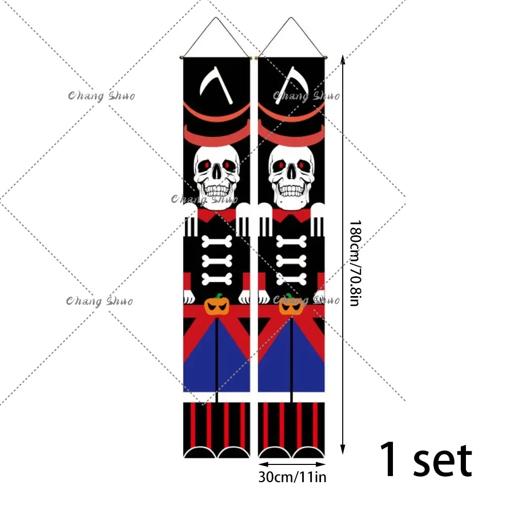 Halloween Hanging Door Curtain Banner Pumpkin Ghost Happy Halloween Decorations For Home Trick Or Treat Horror Party Supplies