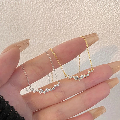 925 Sterling Silver 18k Gold Plated Necklace Moon Sparkling Zircon Clavicle Choker for Women Wedding Fine Jewelry Collares