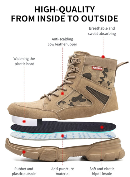 Sneakers  Indestructible Shoes Work Safety Shoes With Steel Toe Cap Puncture-Proof Male Security Protective Shoes Tactical Boots