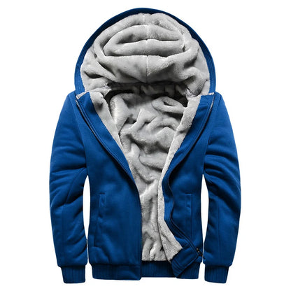 Winter Warm Sherpa Lined Coat for Men Heavyweight Plush Fleece Jackets Outwear Long Sleeve Zip Up Hoodie Sweatshirt Tops Outfits
