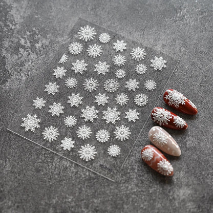 Cute Deer Christmas Nail Stickers 5D Embossed Elk Star Gingerbread Man Snowflake Santa Claus Holly DIY Winter Engraved Manicure*