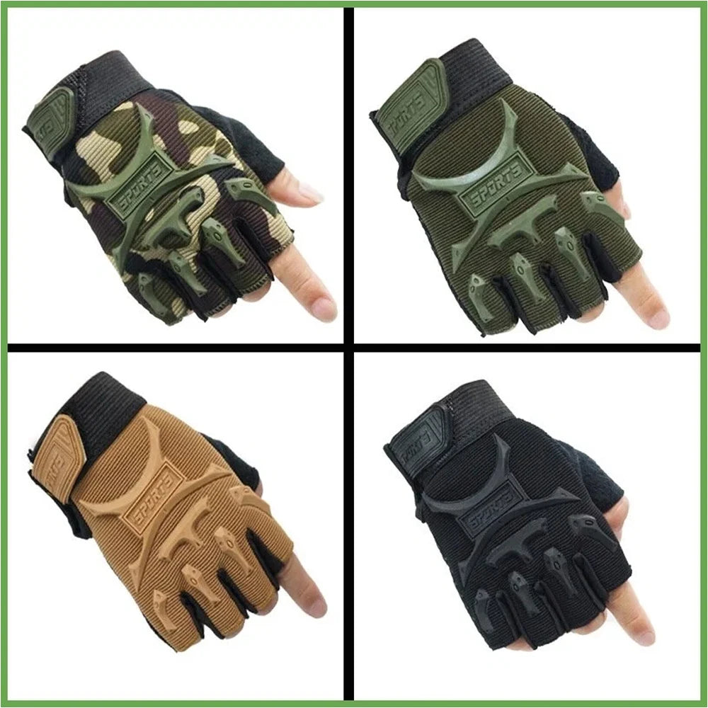 1 Pair Kids Half Finger Gloves Sports Gloves Non-Slip Gel Gloves Adjustable Fingerless Gloves for Children Cycling Riding Biking