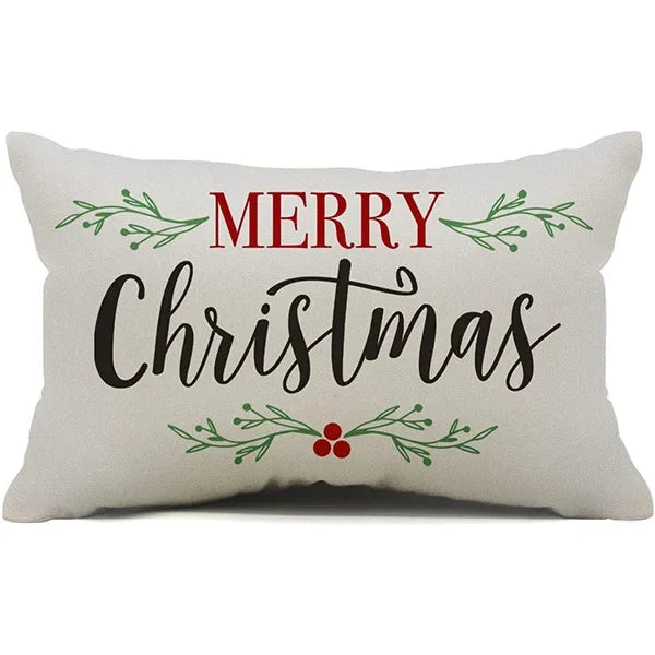 New Christmas style simple letter double-sided printed linen pillow for home decoration, sofa waist pillowcase