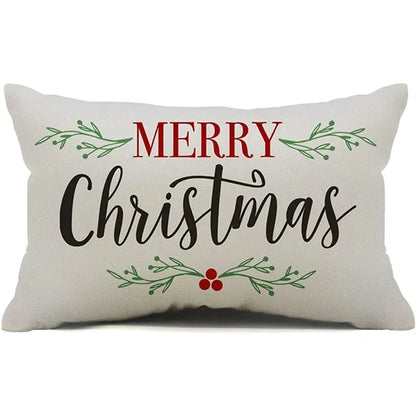 New Christmas style simple letter double-sided printed linen pillow for home decoration, sofa waist pillowcase