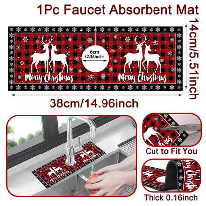 Christmas Faucet Mat Diatomite Sink Faucet Absorbent Pad Merry Christmas Decoration for Home 2025 Kitchen Gifts Navidad