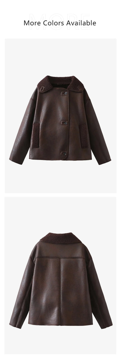 2024 Autumn New Women's Clothing Style Fashionable and Versatile Flip Collar Fur Integrated Double sided Jacket Coat