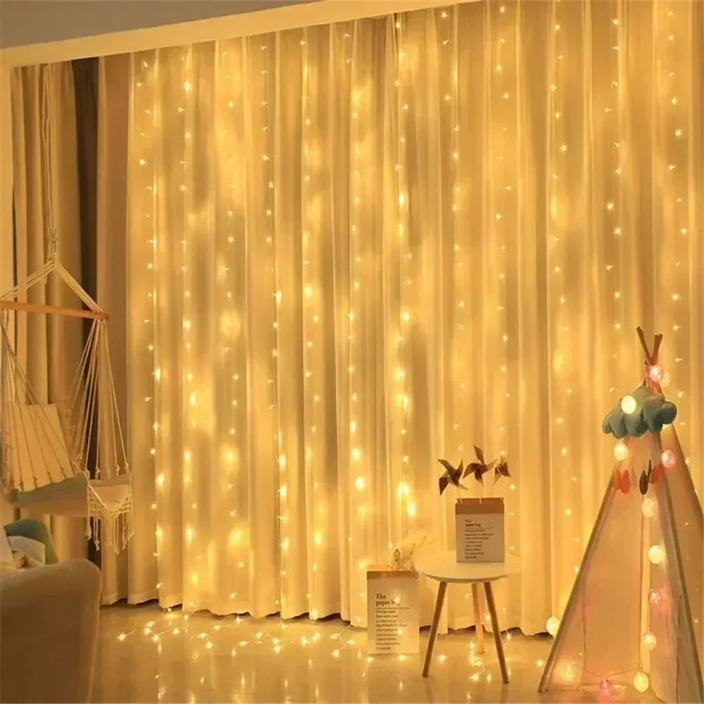 3M/6M LED Curtain Garland Fairy Lights with 8 Modes for New Year 2026 Navidad 2025 Christmas Tree Party Wedding Decoration