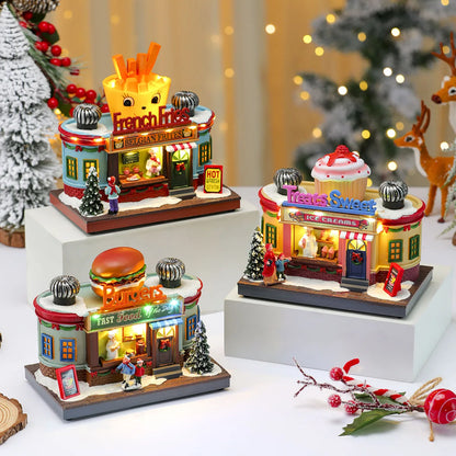 Christmas New Year Gift Rotating Glowing Octave Box Xmas Creative Kitchen Ornament Decoration Christmas Children Music Box Gift