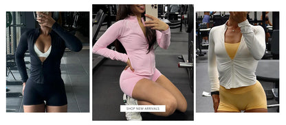 Long Sleeve Sports Jacket Women Zip Yoga Shirts Seamless Fitness Gym Top Sportswear Slim Fit Running Coats Workout Clothes Woman