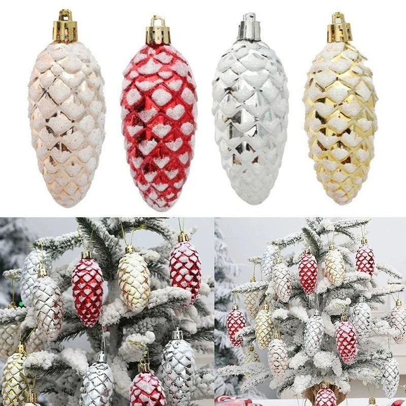 5Pcs Christmas Painted Pine Cone Balls Hanging Pendants Merry Christmas Tree Decoration for Home Xmas Ornament Gift 2024/2025