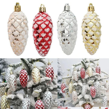 5Pcs Christmas Painted Pine Cone Balls Hanging Pendants Merry Christmas Tree Decoration for Home Xmas Ornament Gift 2024/2025