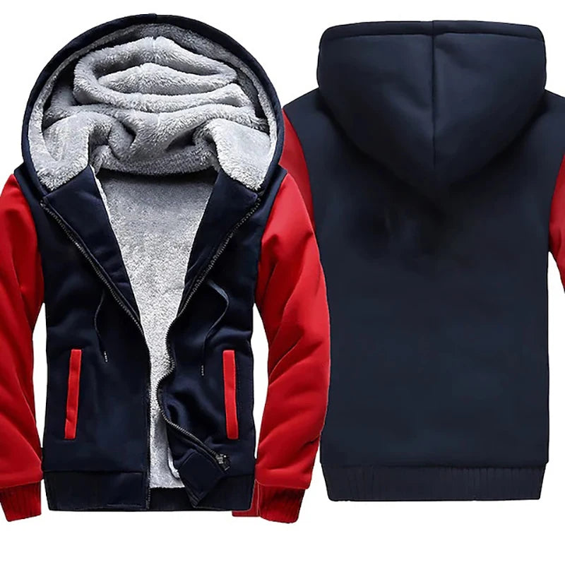 Winter Warm Sherpa Lined Coat for Men Heavyweight Plush Fleece Jackets Outwear Long Sleeve Zip Up Hoodie Sweatshirt Tops Outfits