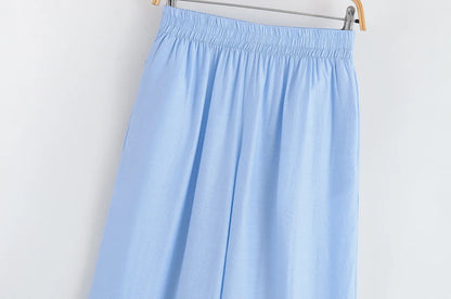 Women’s Summer 2-Piece Set – Loose Shirt & High-Waist Pants