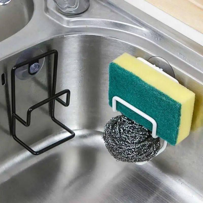 Houseeker Stainless Steel Drain Rack Suction Cup Cleaning Cloth Shelf Dish Drainer Sponge Holder Sink Kitchen Accessories