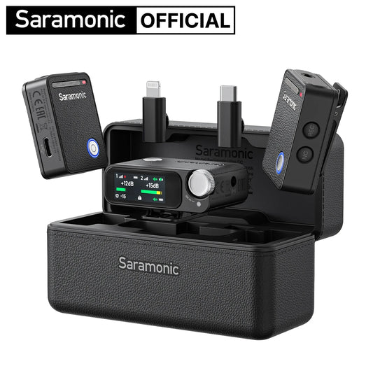 Saramonic Ultra Wireless Lavalier Microphone for iPhone Android USB-C Smartphones DSLR Cameras Streaming Video Recording Youtube
