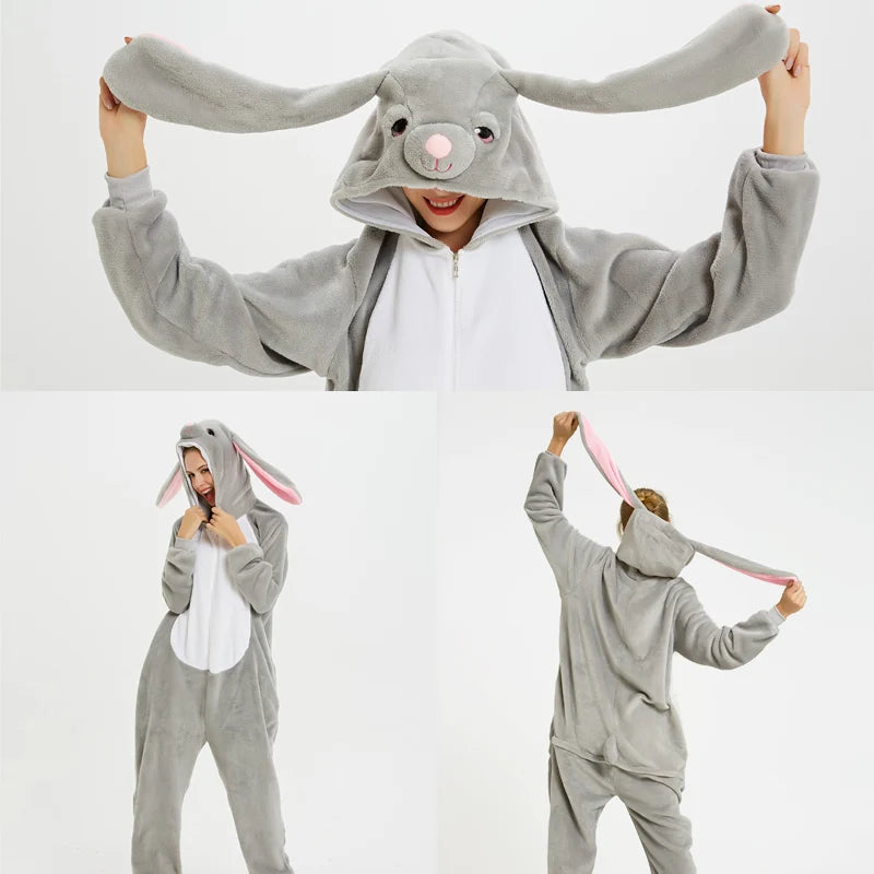 Adult Kids Kigurumi Unicorn Pajamas Cartoon Rabbit Costumes Pajamas For Women Unicornoio Sleepwear Winter Panda Lion Pig Onesies