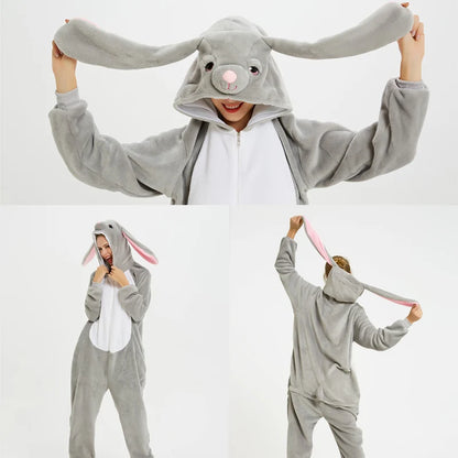 Adult Kids Kigurumi Unicorn Pajamas Cartoon Rabbit Costumes Pajamas For Women Unicornoio Sleepwear Winter Panda Lion Pig Onesies