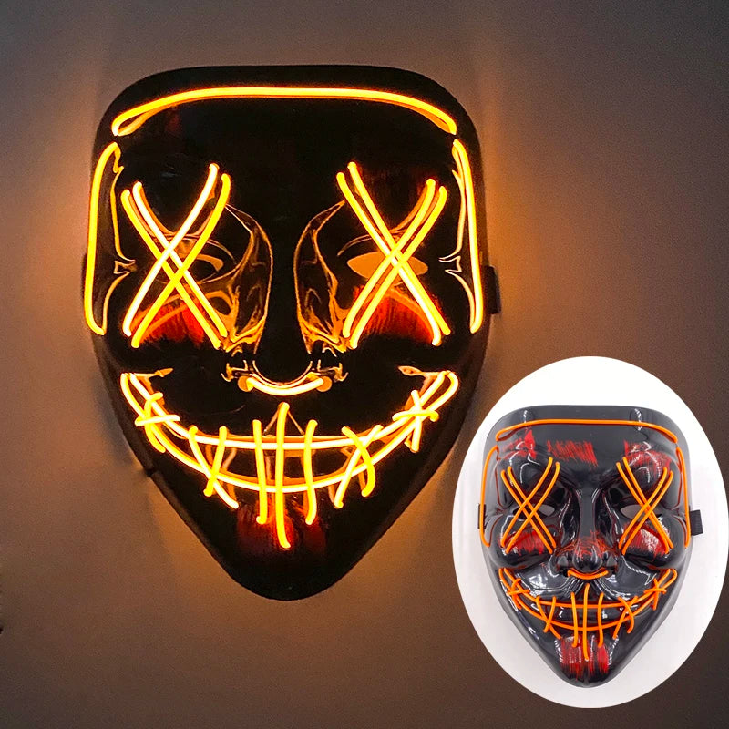 Halloween Skull Skeleton Head Headwear Horror Party Mask Light Up In The Dark Night Disguise Glowing Purge Mask For Halloween