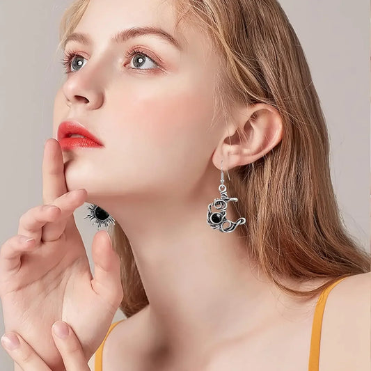 Boho Sun & Moon Drop Earrings – Vintage Crystal Jewelry for Women