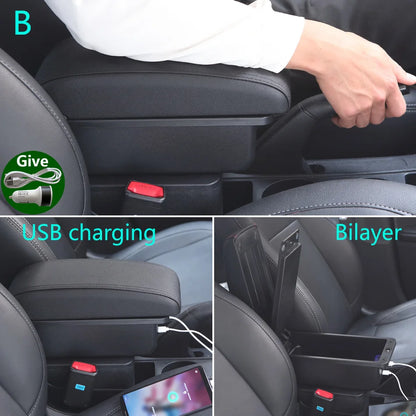 For Citroen C1 Armrest Box For Peugeot 107 Toyota Aygo BJ Armrest Car Accessories Store box Interior detail Simple installation